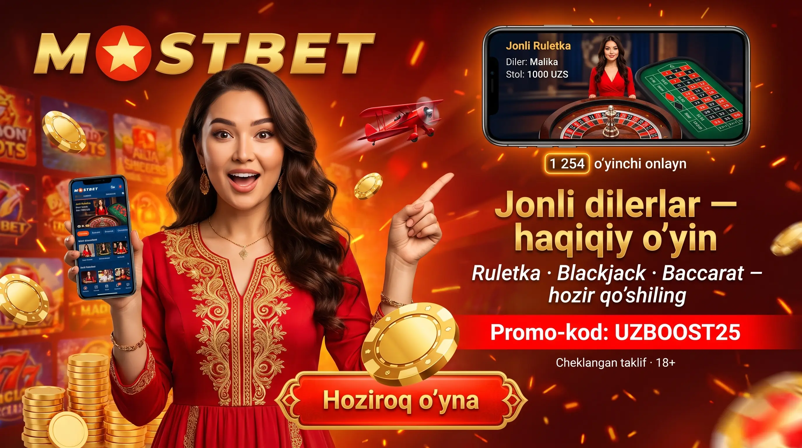 Mostbet jonli kazino dilerlar bilan o'yinlar
