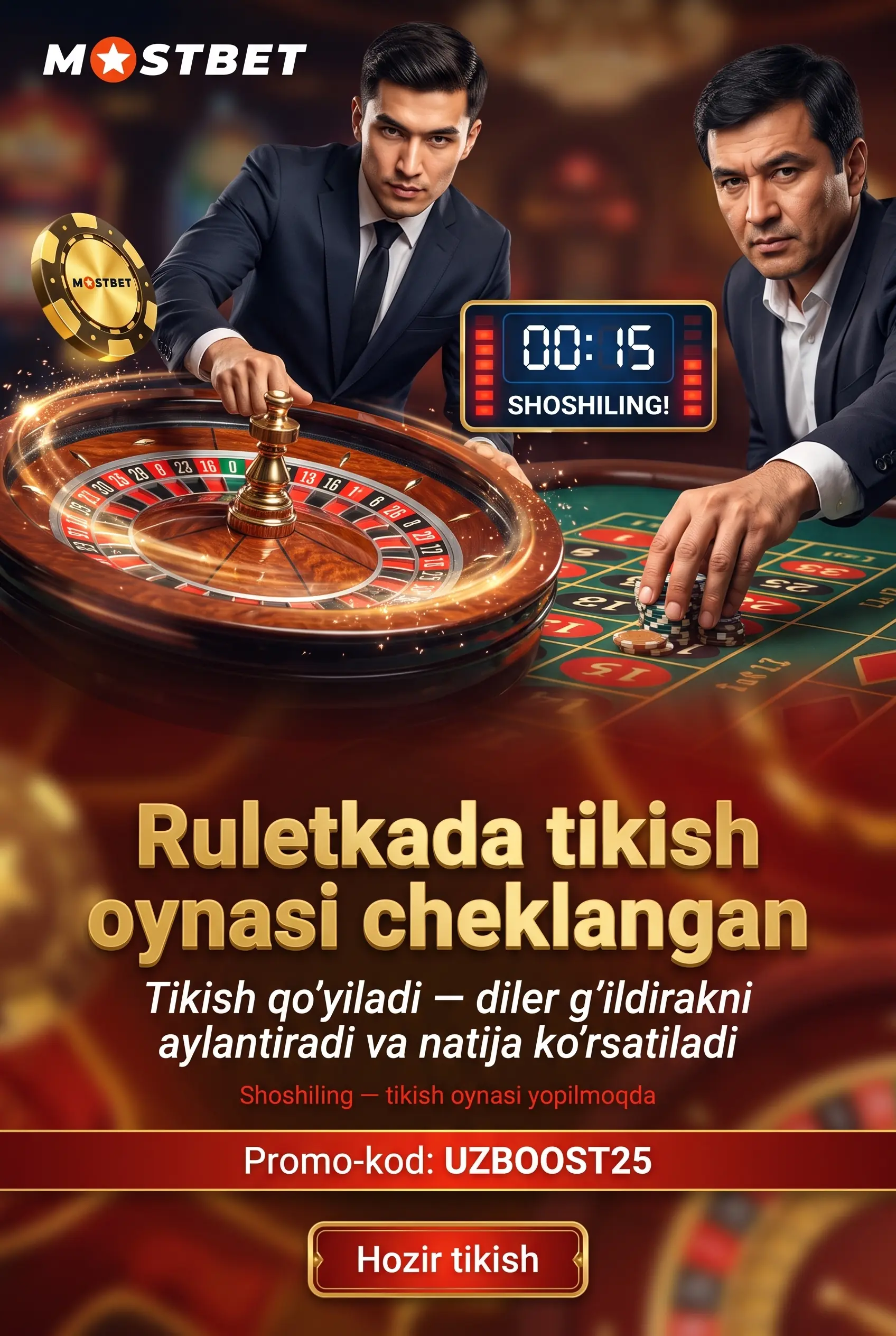 Ruletka stolida tikish jarayoni