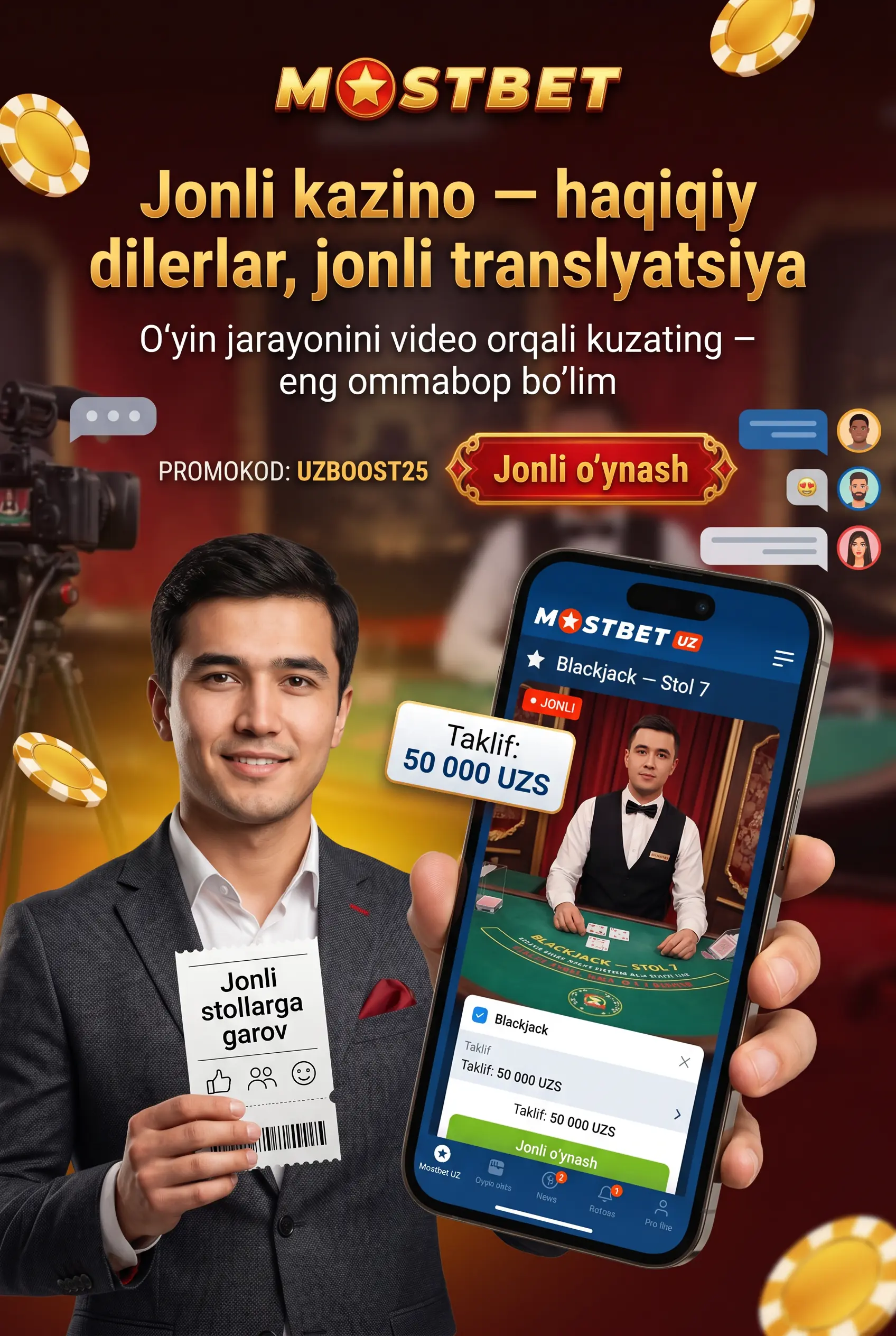 Jonli kazino stollari